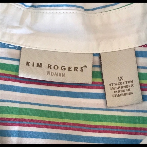 Kim Rogers Stripe Button Up Blouse 1X - Picture 3 of 4